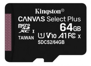 TARJETA MICROSD KINGSTON CANVAS SELECT PLUS 64 GB CLASE 10 100 MBS